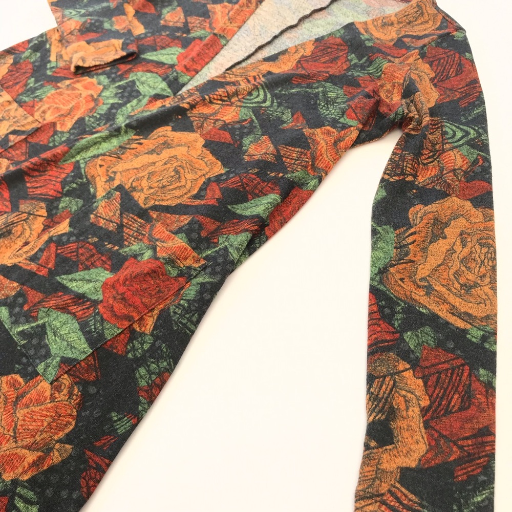 LuLaRoe Orange Floral Roses Duster Sarah Cardigan - Picture 2 of 6